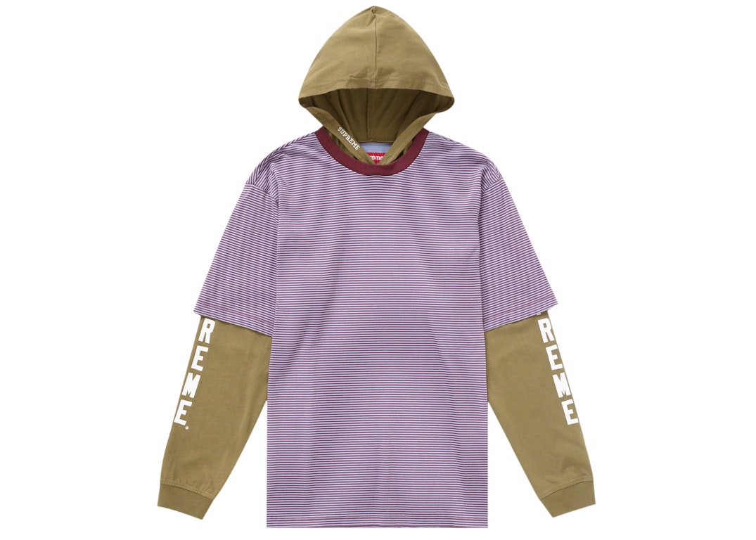 Pre-owned Supreme Layered Hooded L/s Top (ss24) Olive