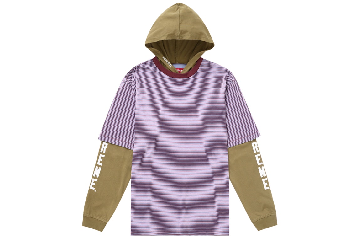 Pre-owned Supreme Layered Hooded L/s Top (ss24) Olive