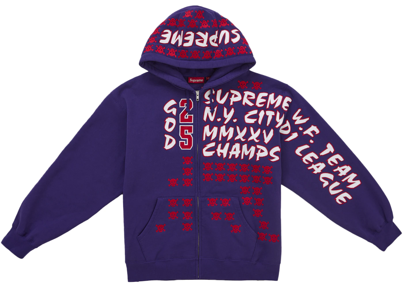 Supreme League Champs Zip Up Hooded Sweatshirt Purple Men's FW25
