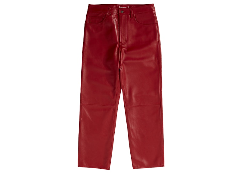 Supreme Leather 5-Pocket Jean (FW22) Red