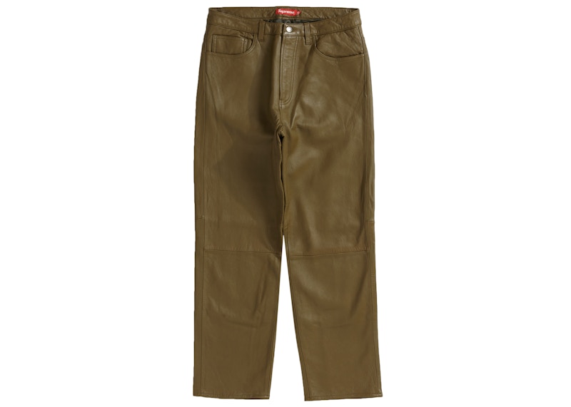 Supreme Leather 5-Pocket Jean Olive Men's - FW21 - US