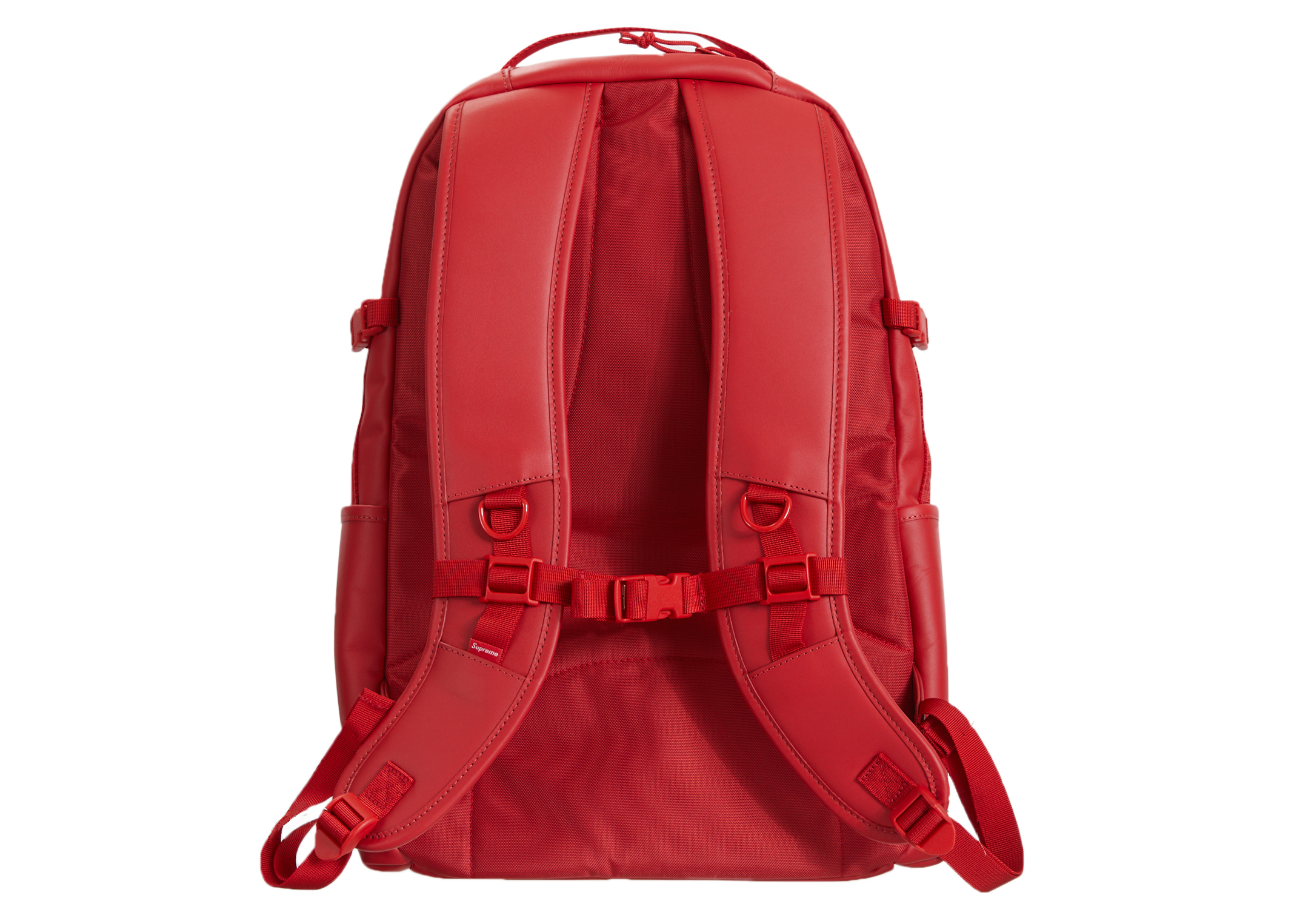 Red leather supreme backpack new arrivals