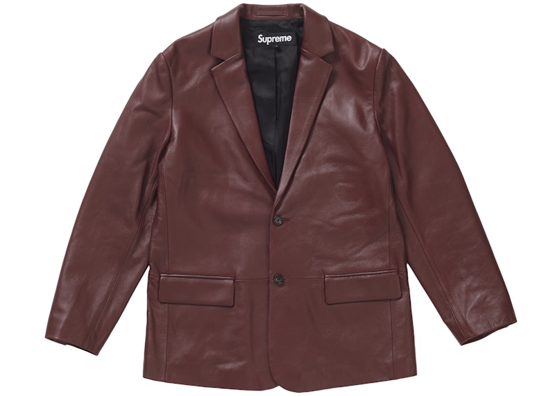 Supreme Leather Blazer Burgundy