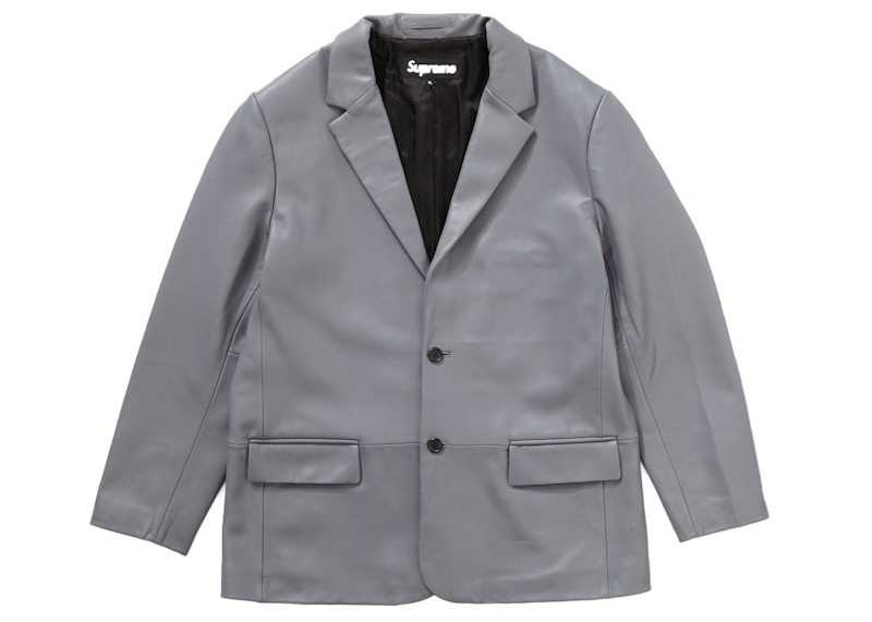 Supreme Leather Blazer (FW22) Grey Men's - FW22 - US