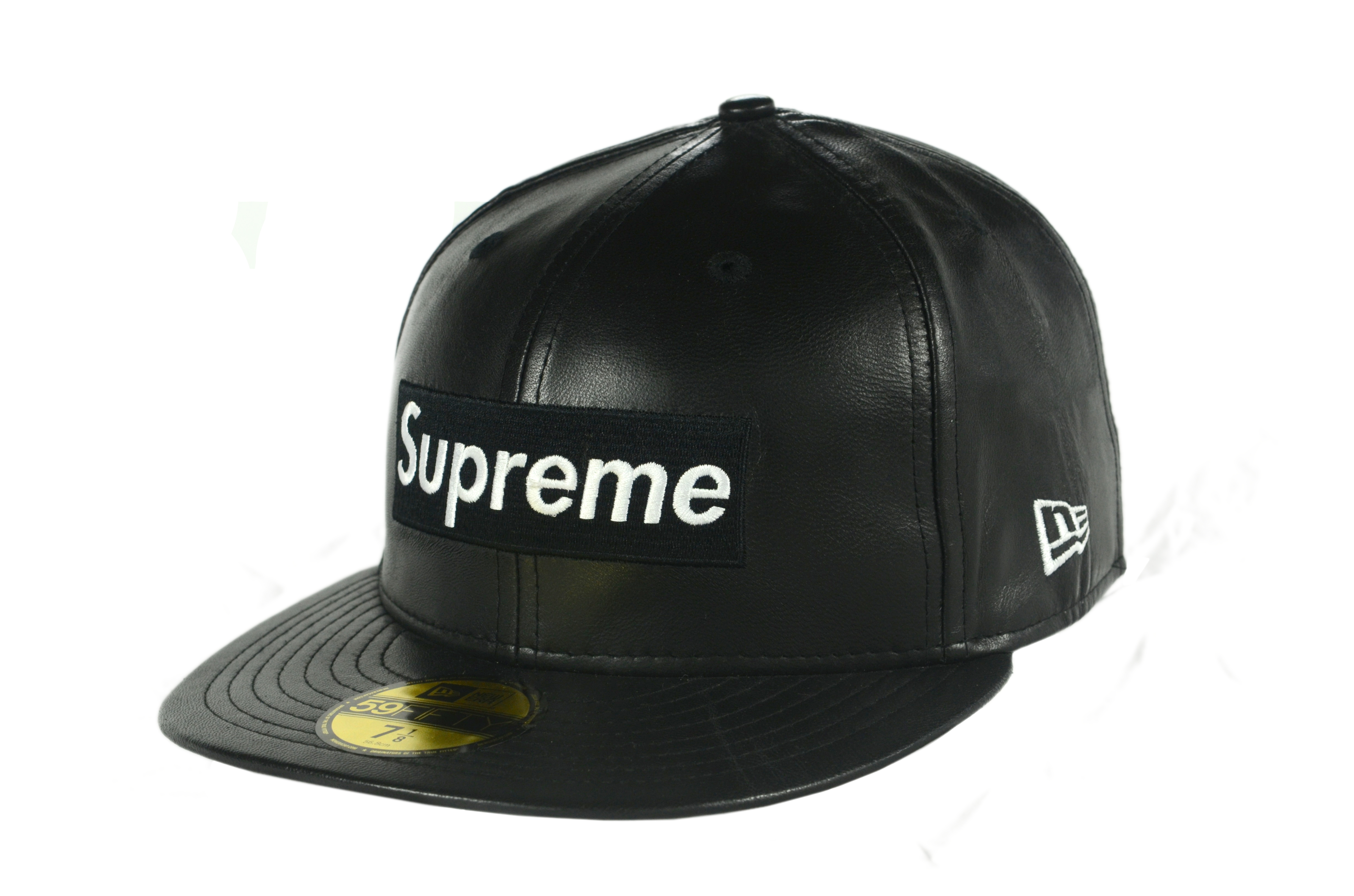 Supreme Leather Box Logo New Era Hat Black