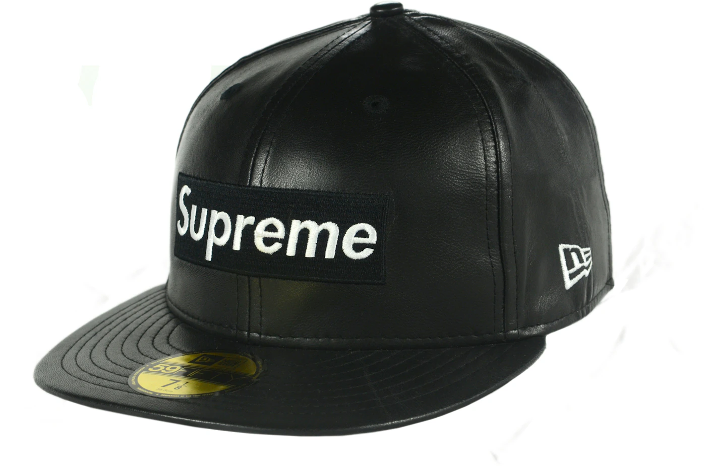 Supreme Leather Box Logo New Era Hat Black