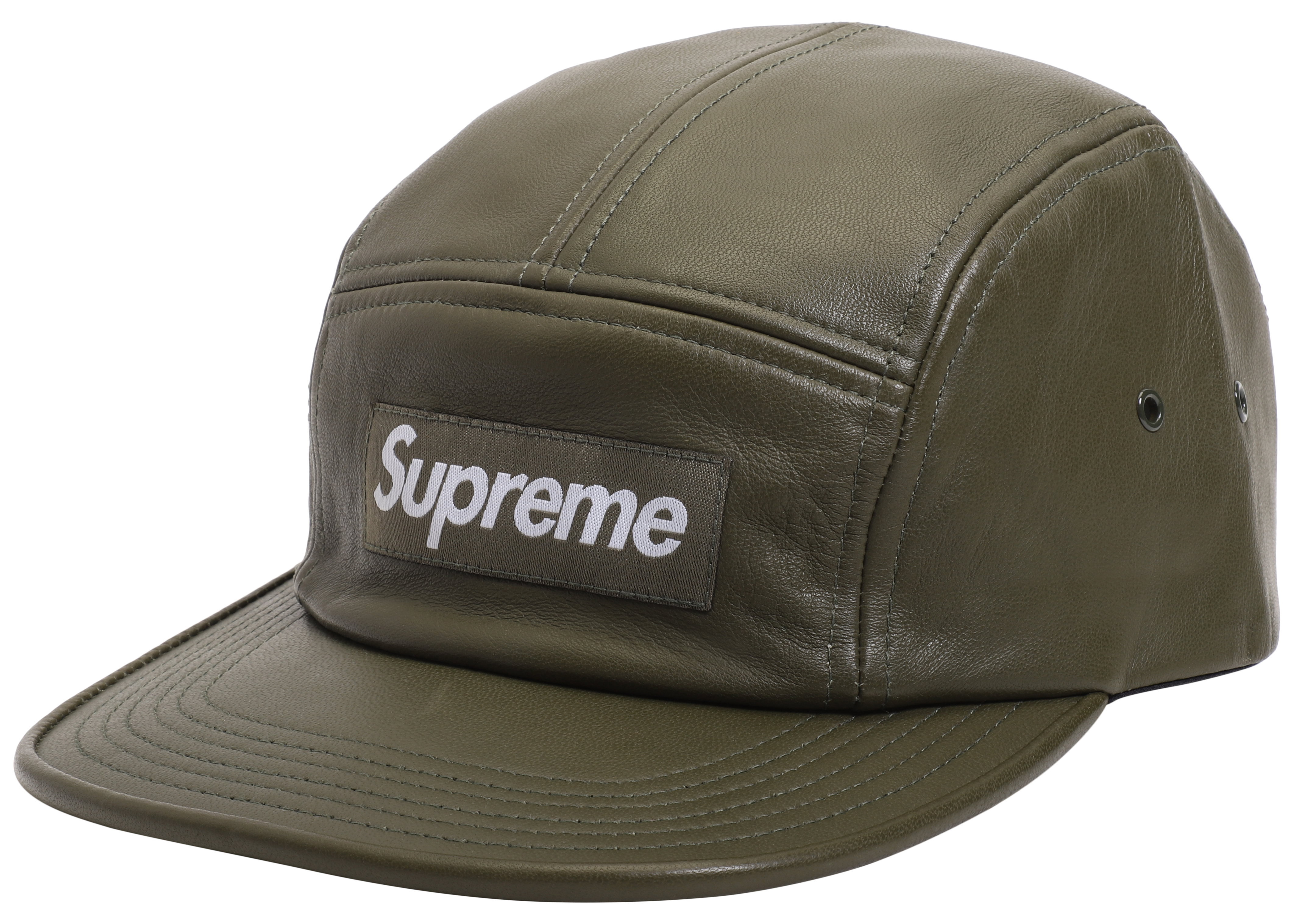 supreme pebbled leather camp cap
