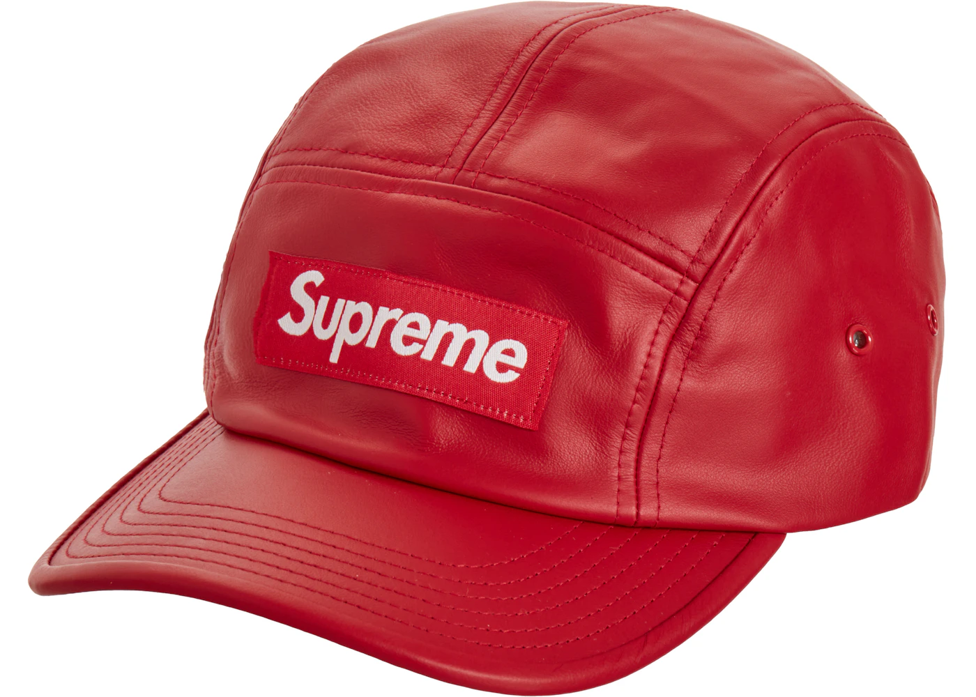 Supreme Leather Camp Cap Red - SS21 - US Supreme Leather Camp Cap Red - SS21 - US