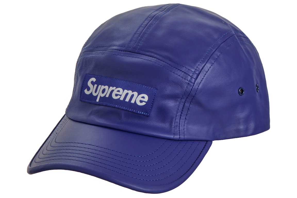 Pre-owned Supreme Leather Camp Cap (ss21) Royal