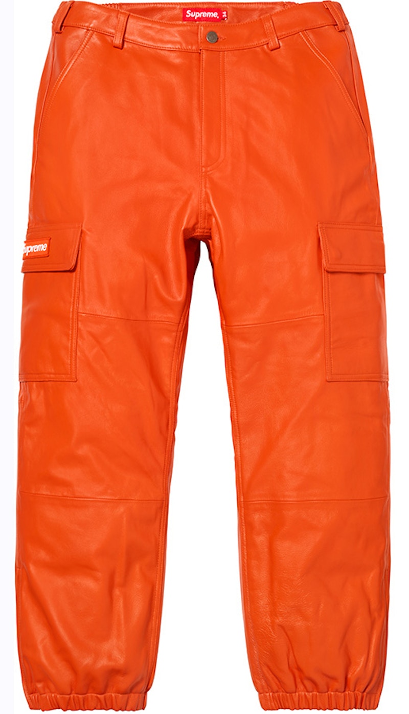 Supreme Leather Cargo Pants Orange Men's - FW18 - US