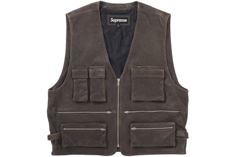 Supreme Leather Cargo Vest Brown Men's SS25 US