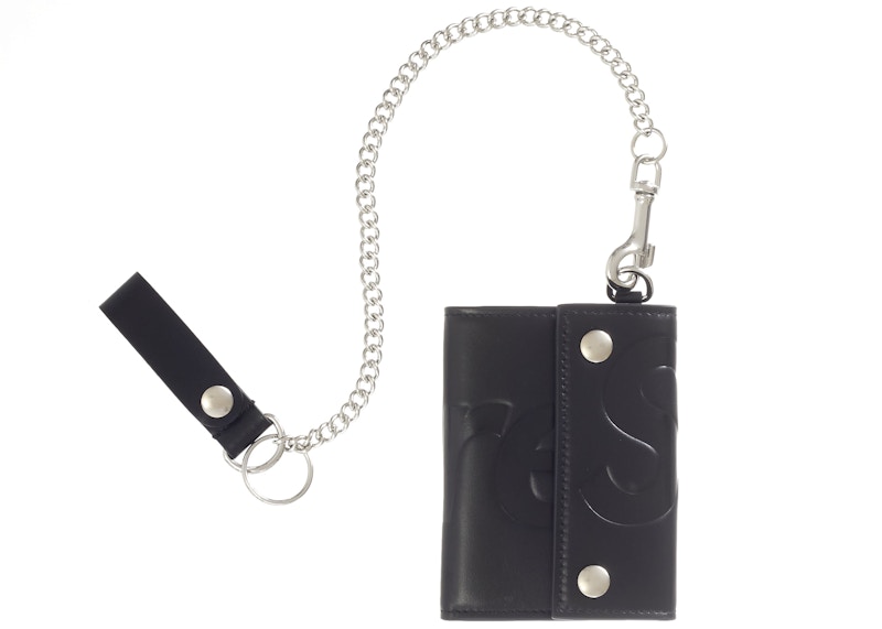 Pre-owned Supreme Leather Chain Wallet (fw25) In Black