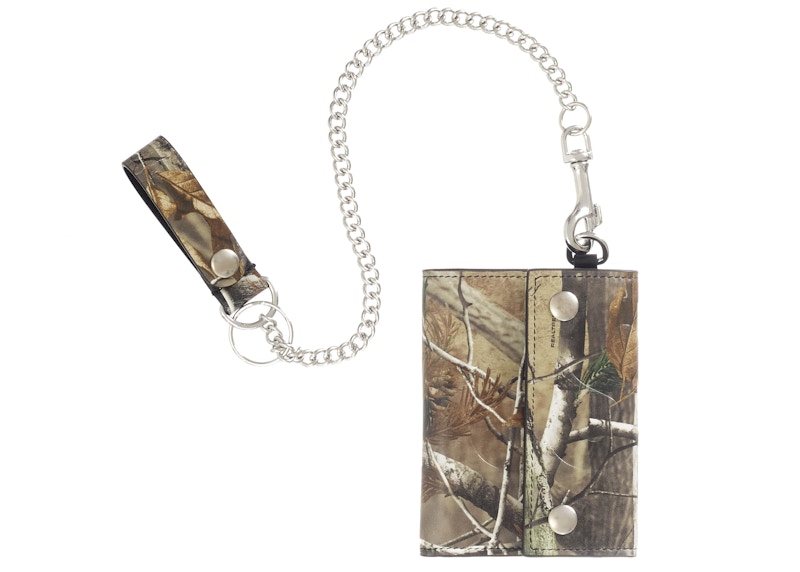 Pre-owned Supreme Leather Chain Wallet (fw25) In Realtree Hardwoods Camo In Multi
