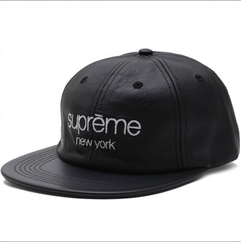 Supreme Leather Classic Logo 6 Panel Black - FW16 - US