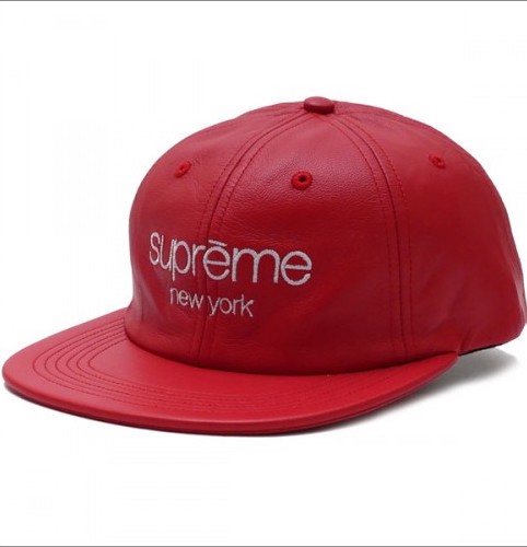 Supreme Leather Classic Logo 6 Panel Red - FW16 - US