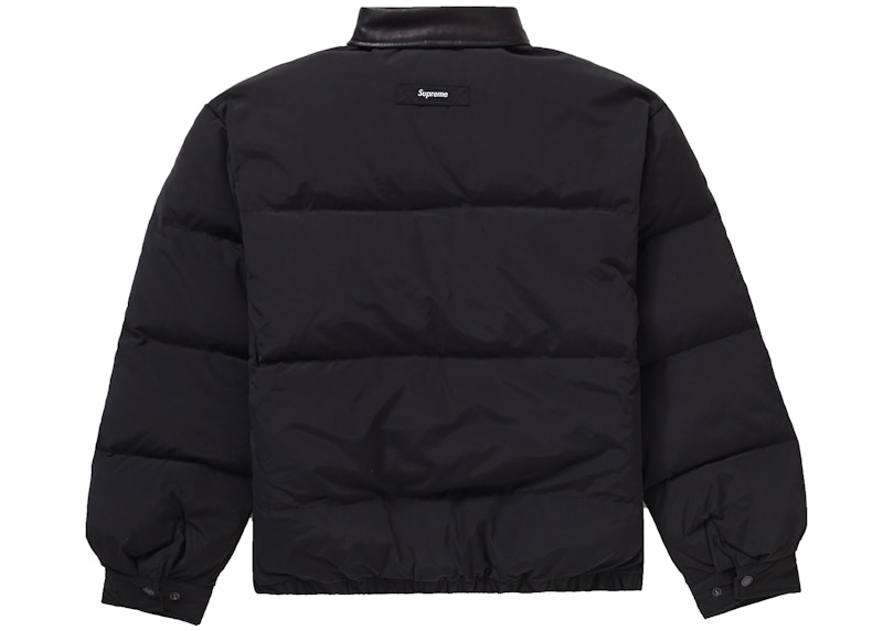 Supreme Leather Collar Puffy Jacket Black Men's - FW19 - US