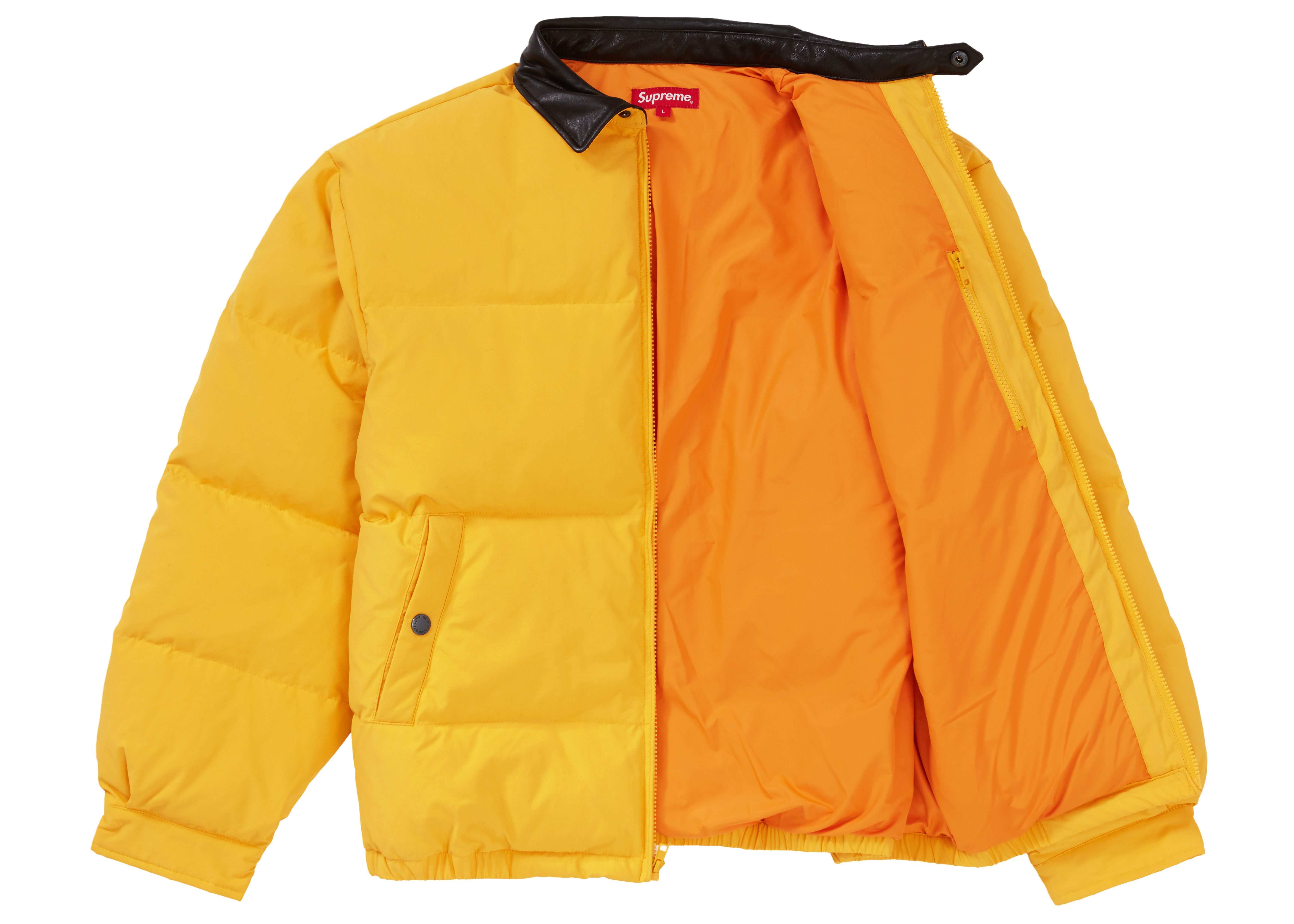 Supreme Leather Collar Puffy Jacket Yellow Men's - FW19 - US