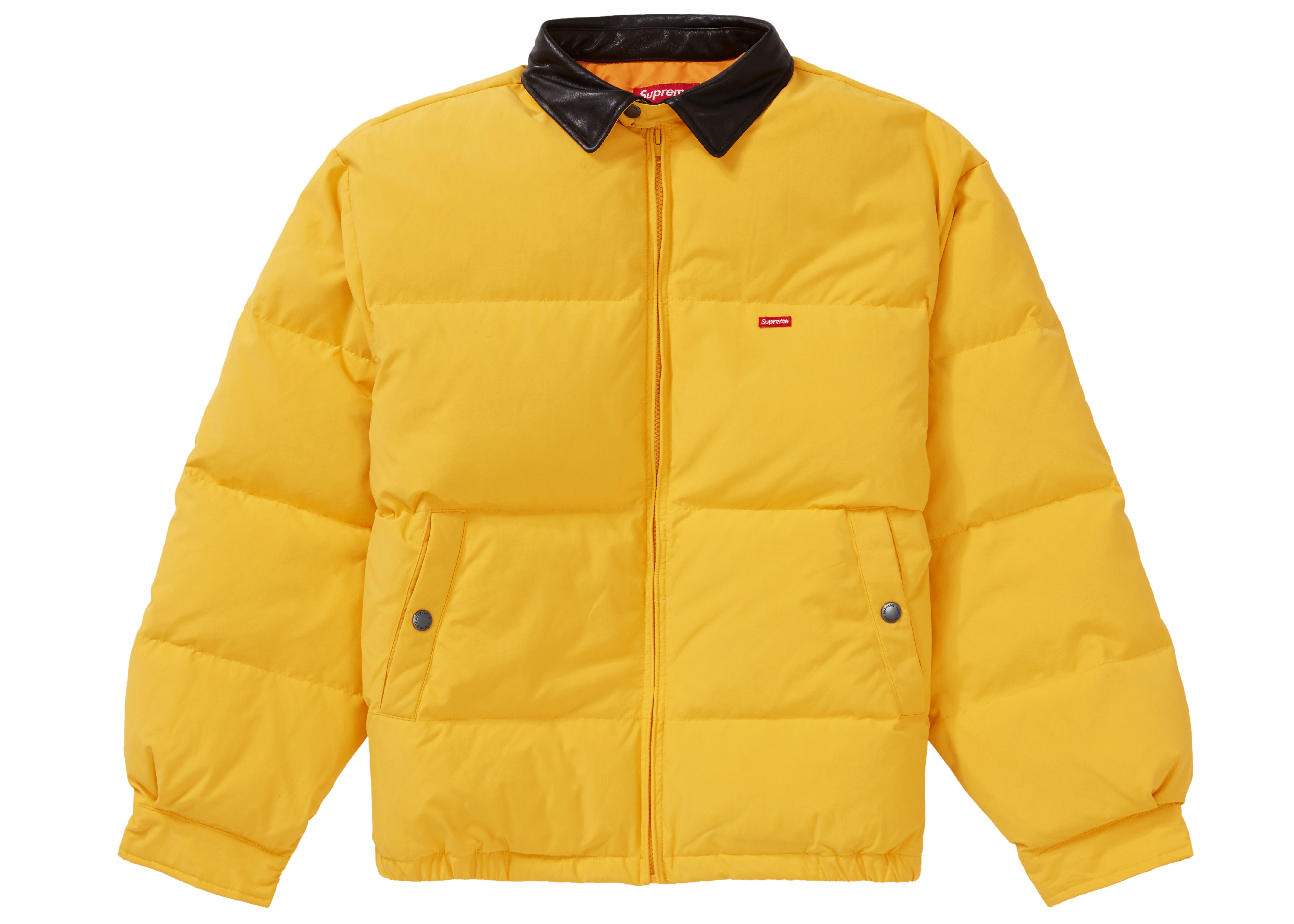 Supreme Leather Collar Puffy Jacket Yellow - FW19 Homme - FR