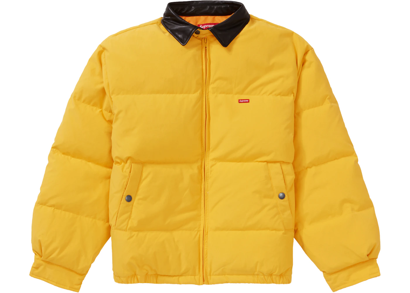 Supreme Leather Collar Puffy Jacket Yellow Men's FW19 GB