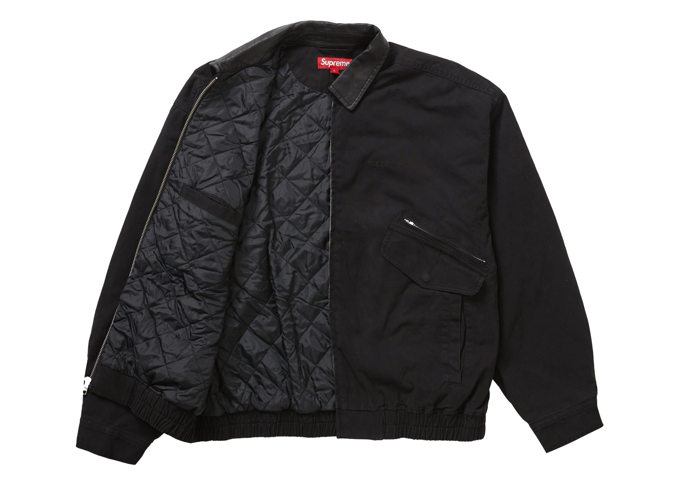 Supreme Leather Collar Utility Jacket Black メンズ - FW23 - JP