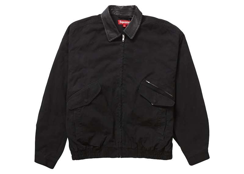 Supreme Leather Collar Utility Jacket Black