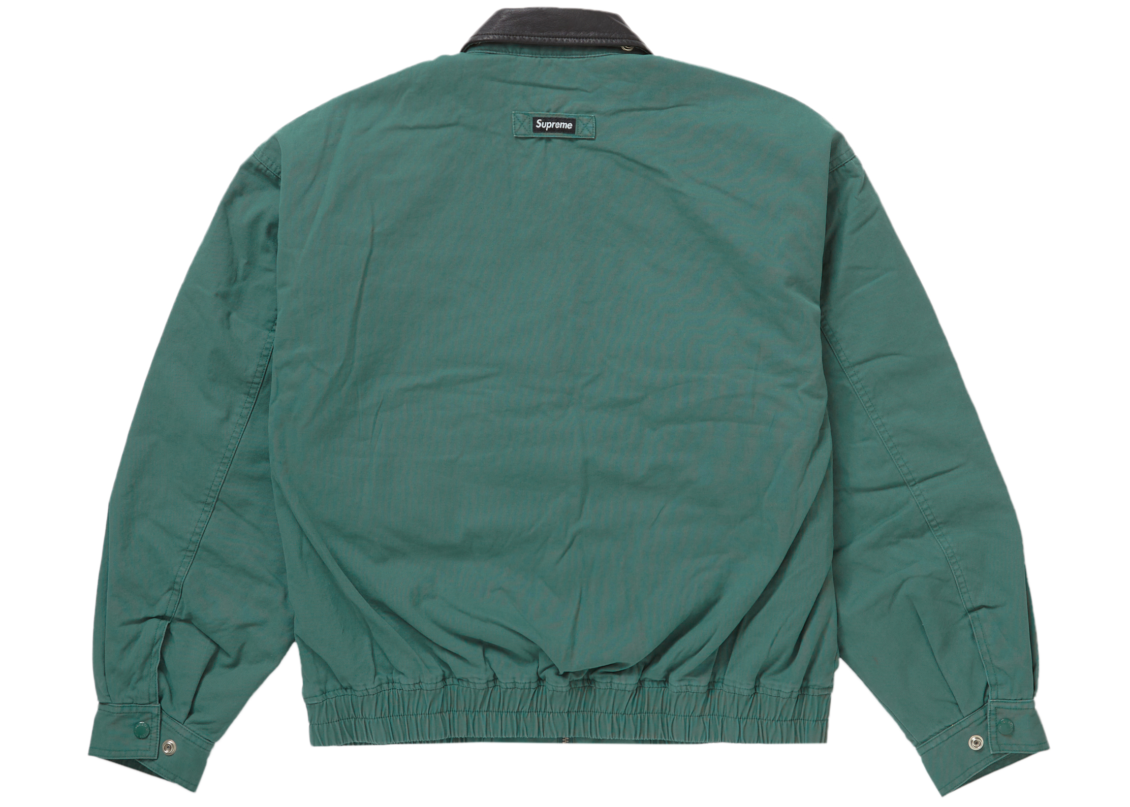 Supreme Leather Collar Utility Jacket Green Men's - FW23 - US