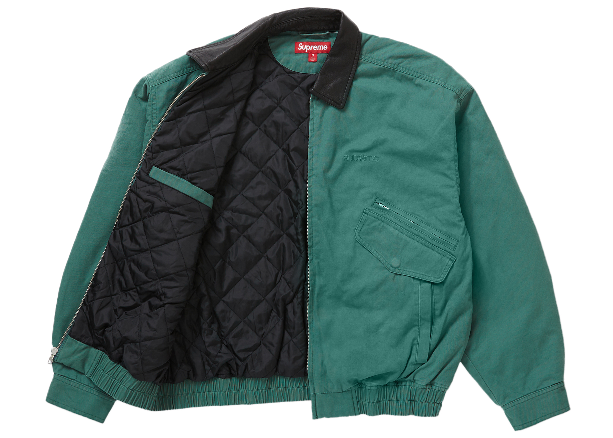 カラーグリーンSupreme Leather Collar Utility Jacket