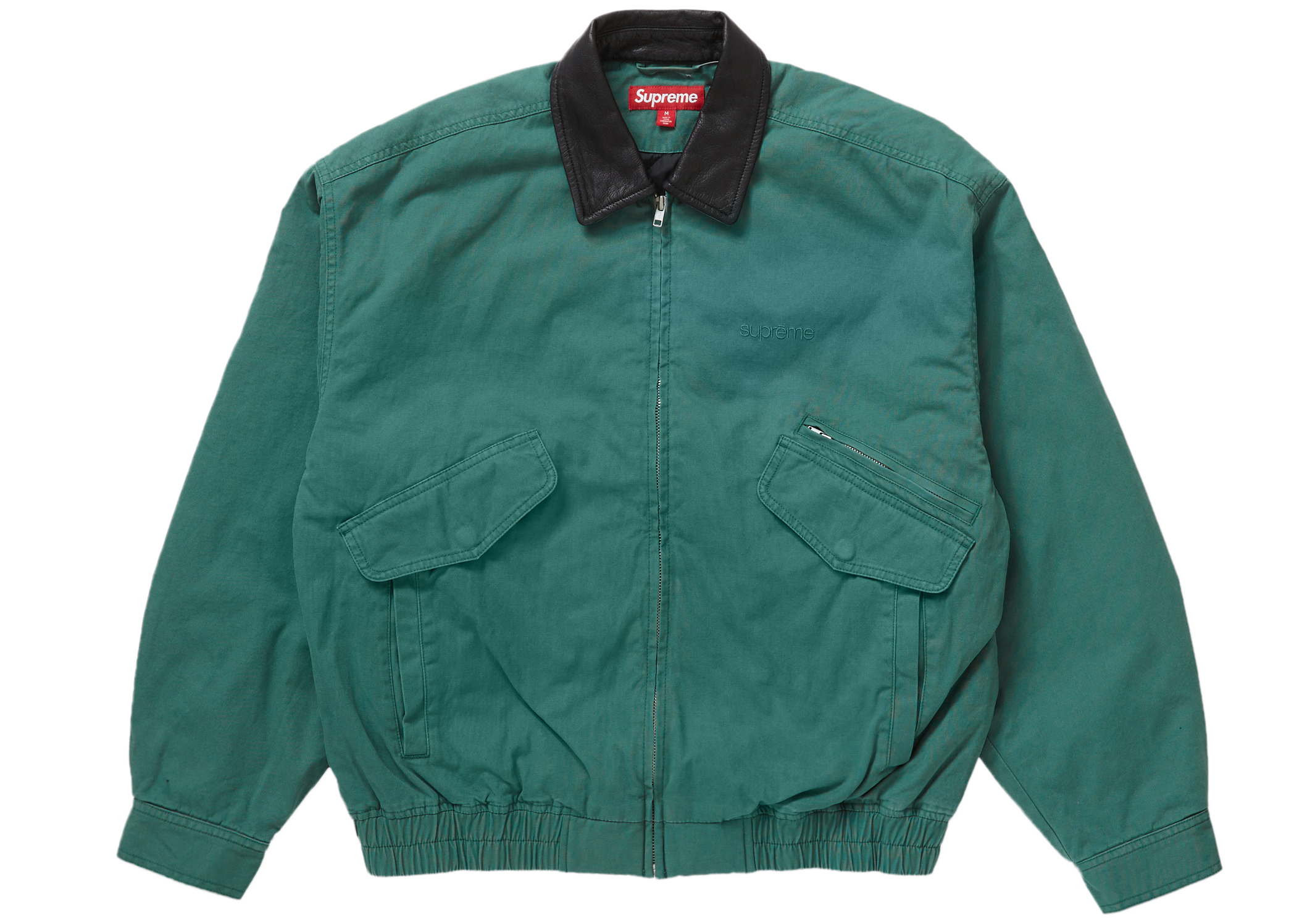 Supreme Leather Collar Utility Jacket Green