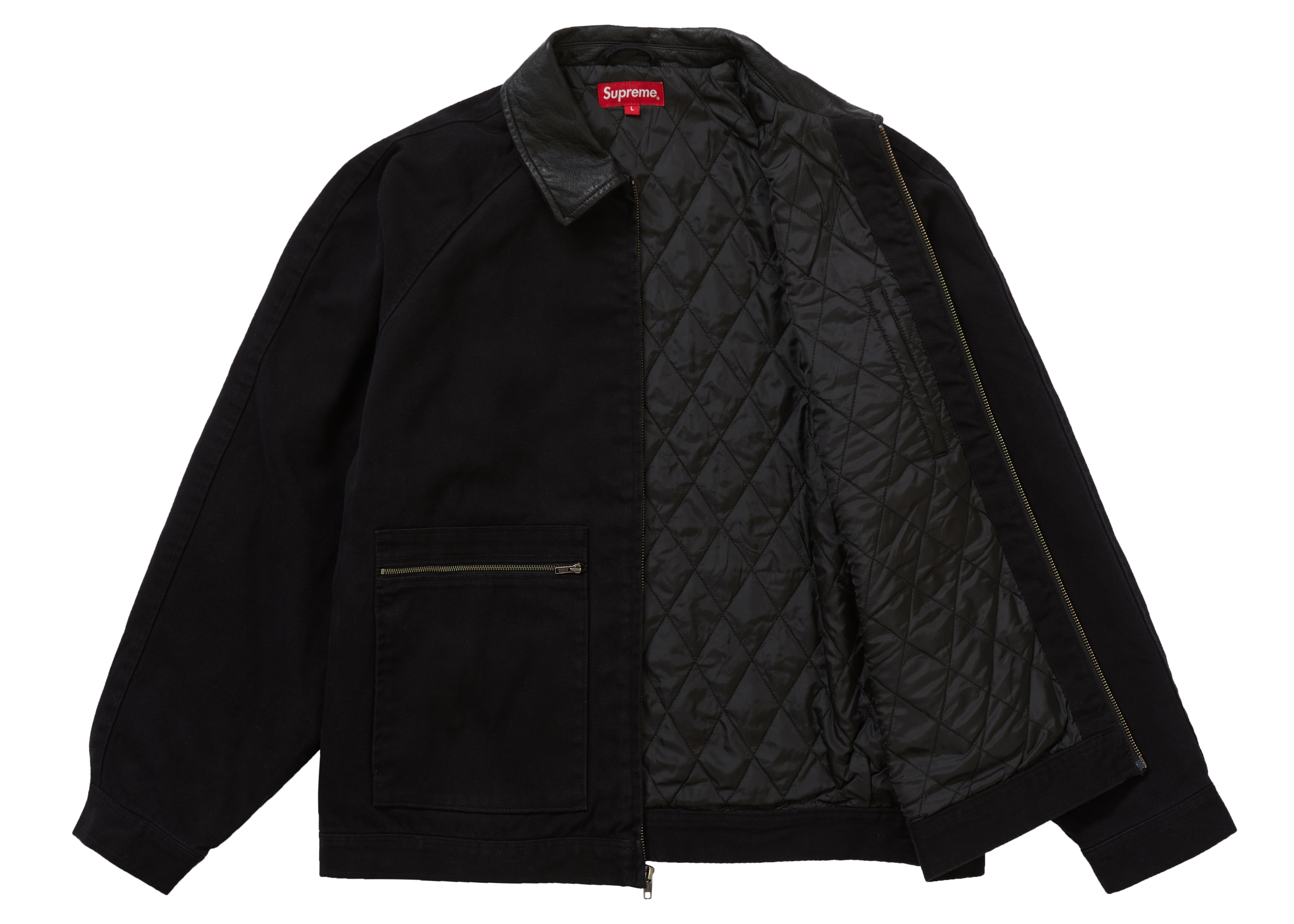 Supreme Leather Collar Work Jacket Blackメンズ
