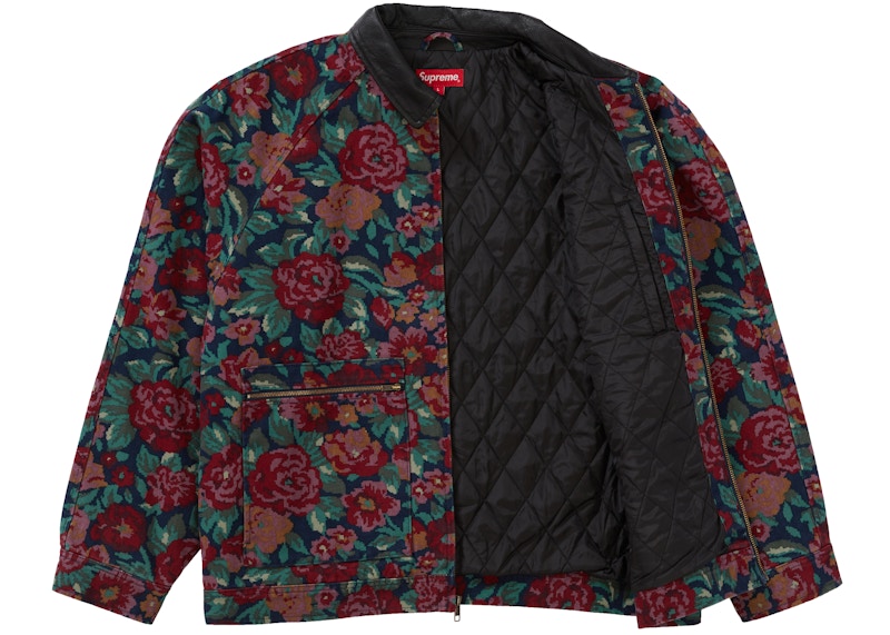 Supreme Leather Collar Work Jacket Digi Floral