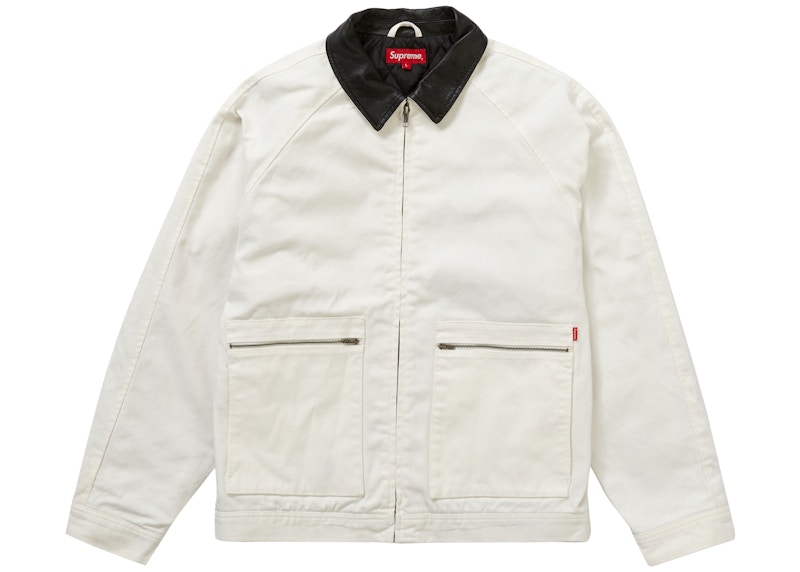 Supreme Leather Collar Work Jacket Natural - FW20 - US