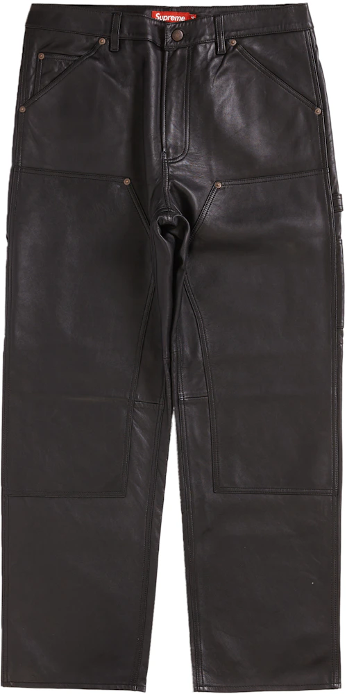 Supreme Leather Double Knee Painter Pant Black Men's - FW23 - US