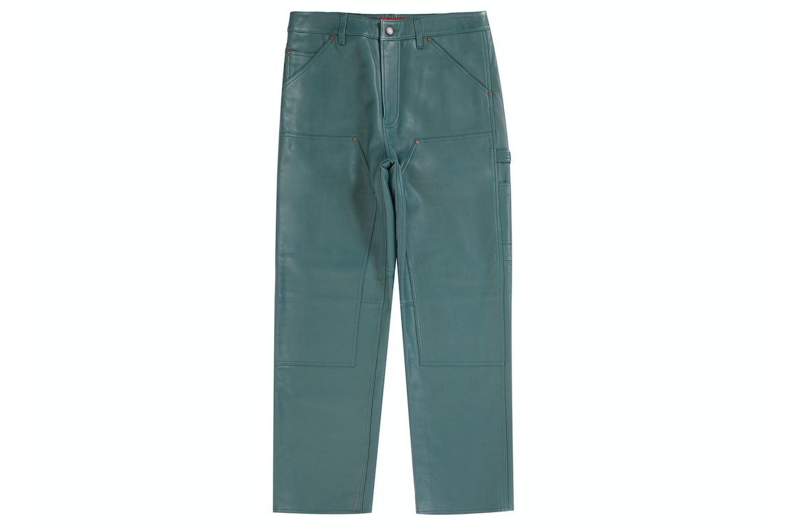 Pre-owned Supreme Leather Double Knee Painter Pant Dusty Teal