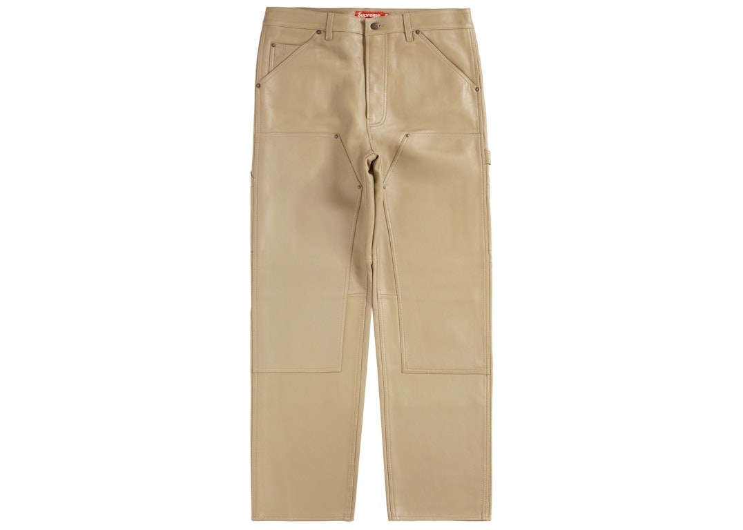 Pre-owned Supreme Leather Double Knee Painter Pant Tan