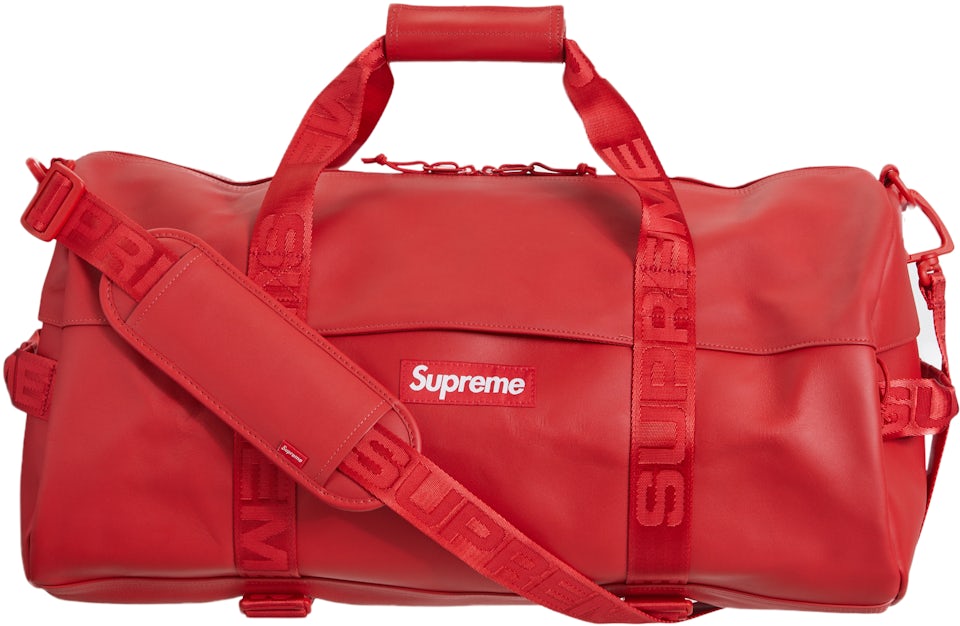 Supreme Leather Large Duffle Bag Red