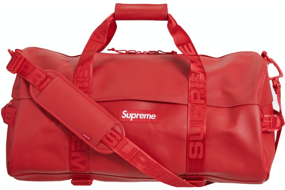 Supreme Leather Duffle Bag Red