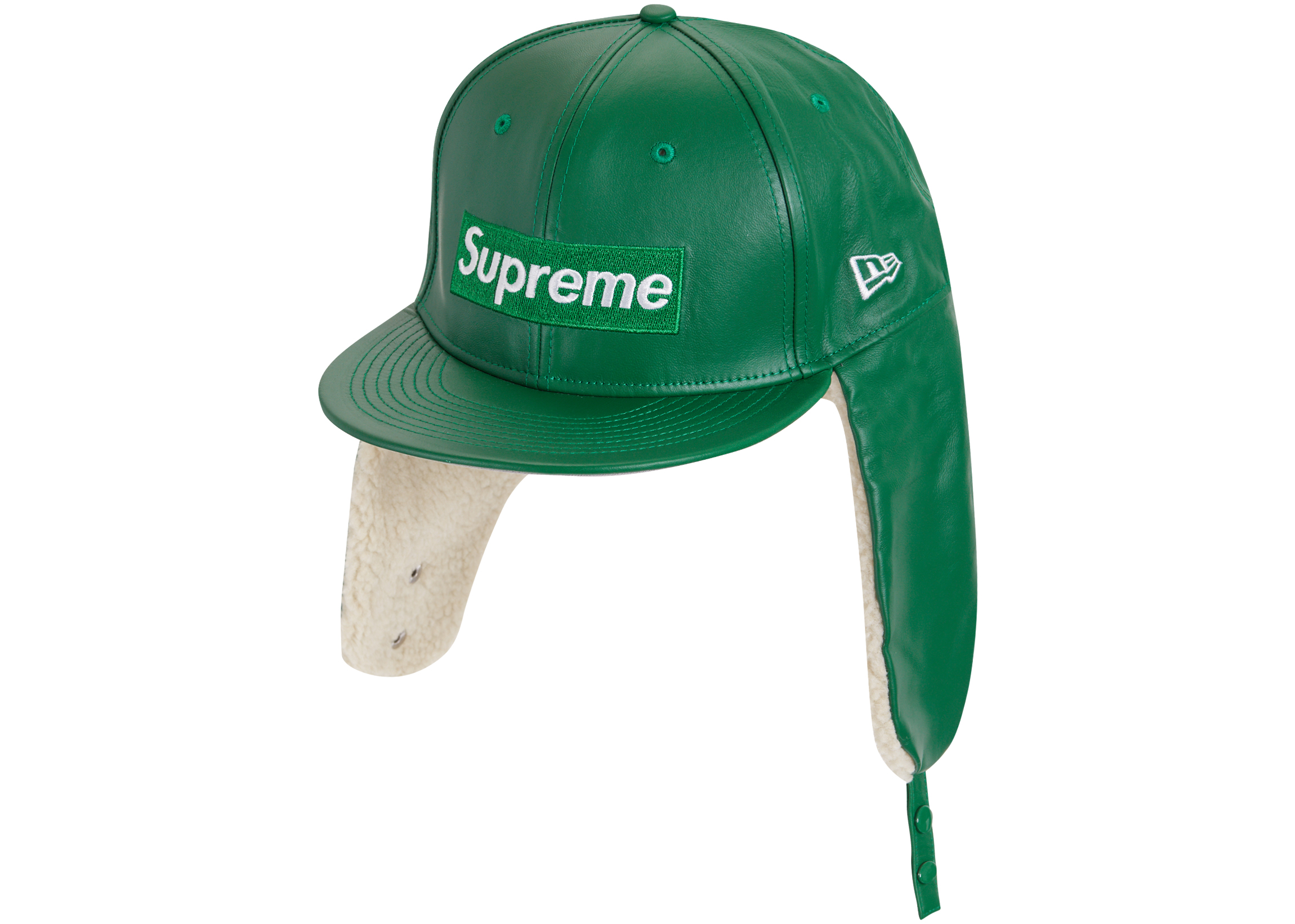 Supreme Leather Earflap Box Logo New Era Green - FW22 - US