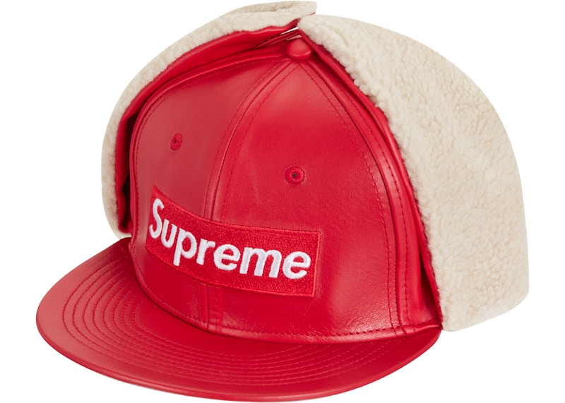 Supreme Leather Earflap Box Logo New Era Red