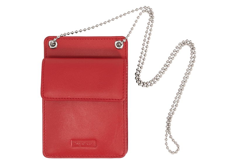 Supreme Leather ID Holder + Wallet Red - FW18 - US