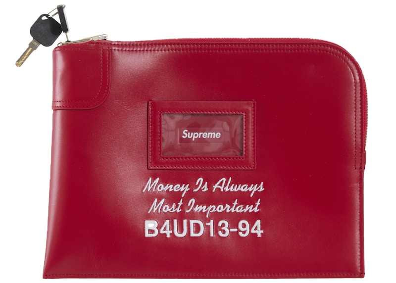 新品 25FW Supreme Leather Chain Wallet Red Supreme Leather Chain Wallet 