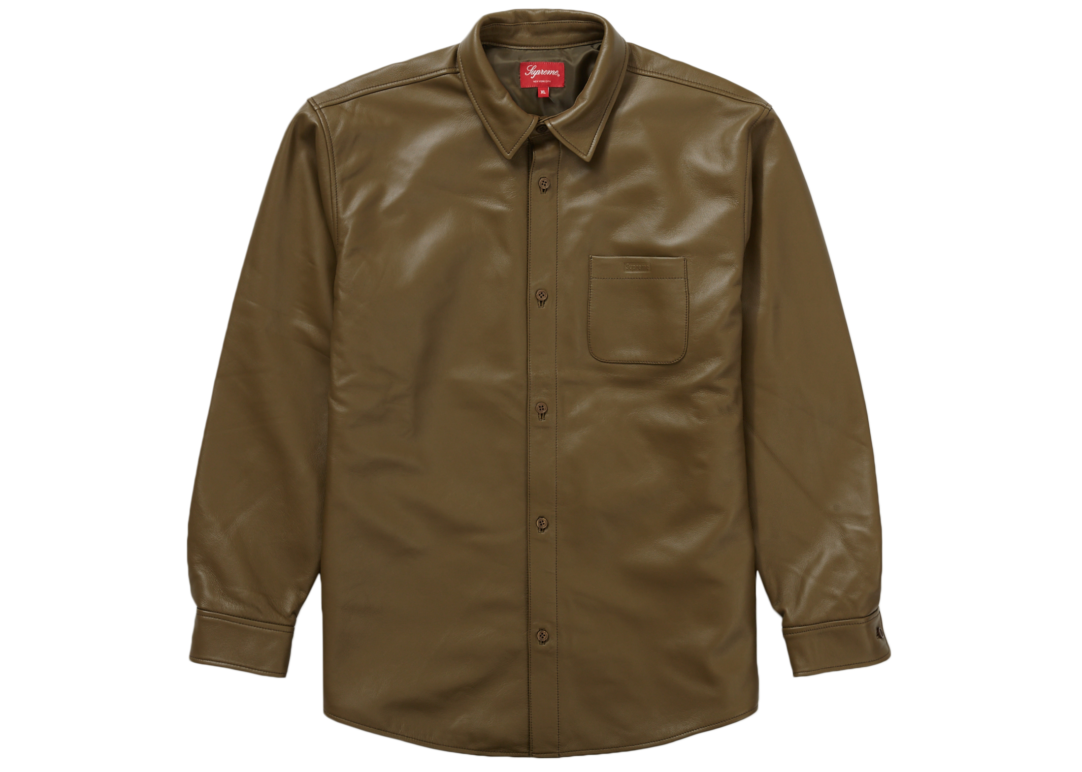 Supreme Leather Shirt Olive Men's - FW21 - US