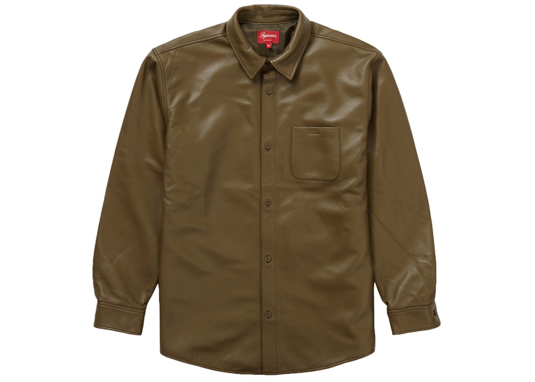 Pre-owned Supreme Leather Shirt Olive