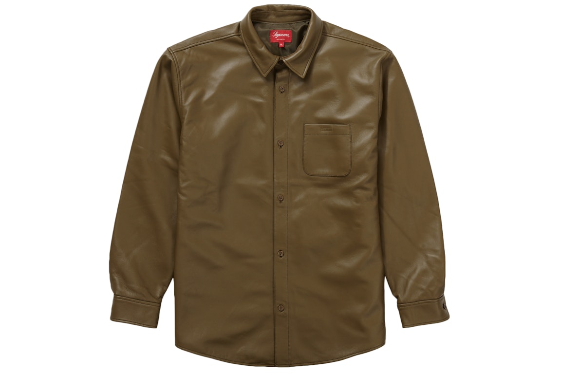 Pre-owned Supreme Leather Shirt Olive