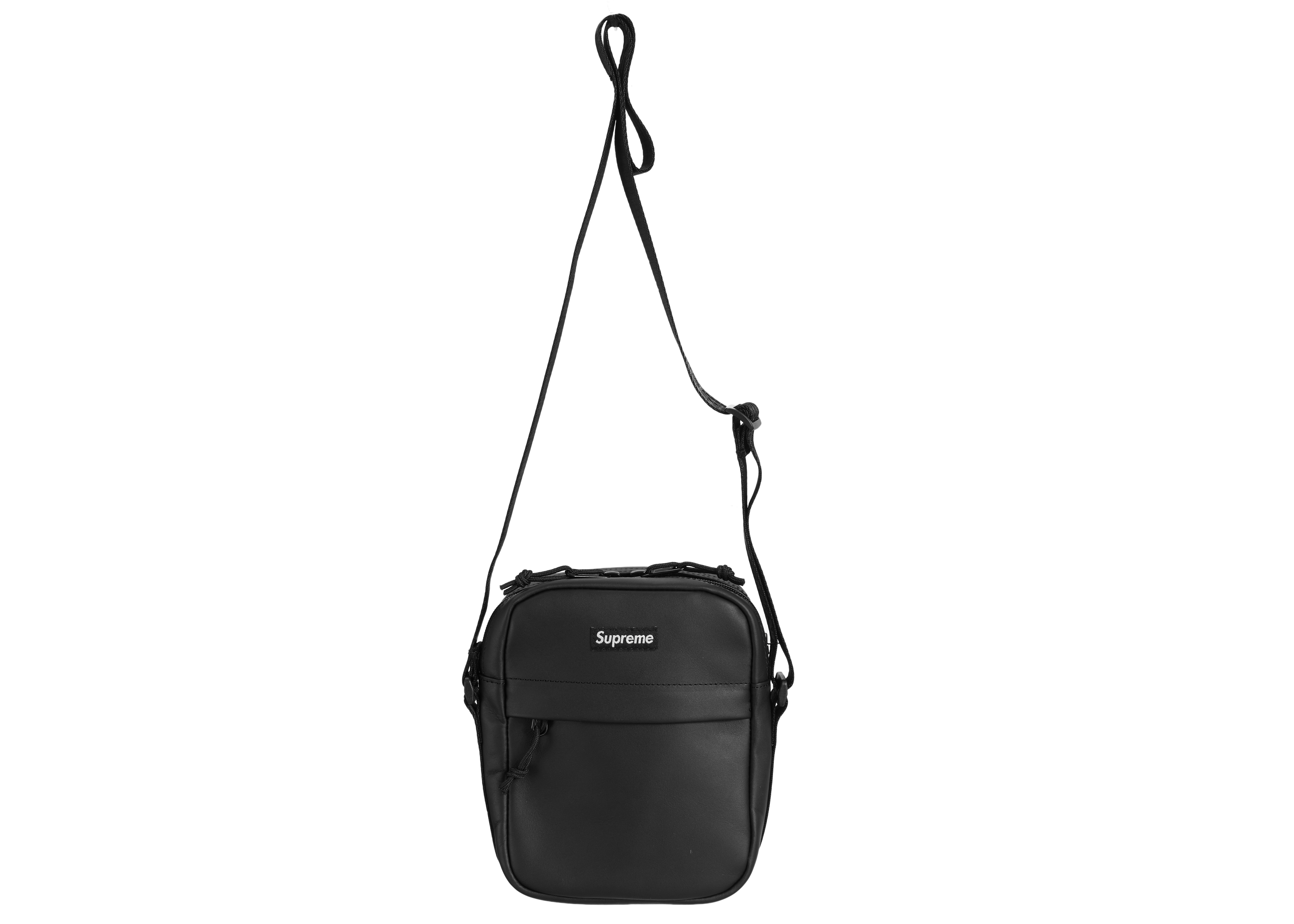 Supreme Leather Shoulder Bag Black - FW23 - CN