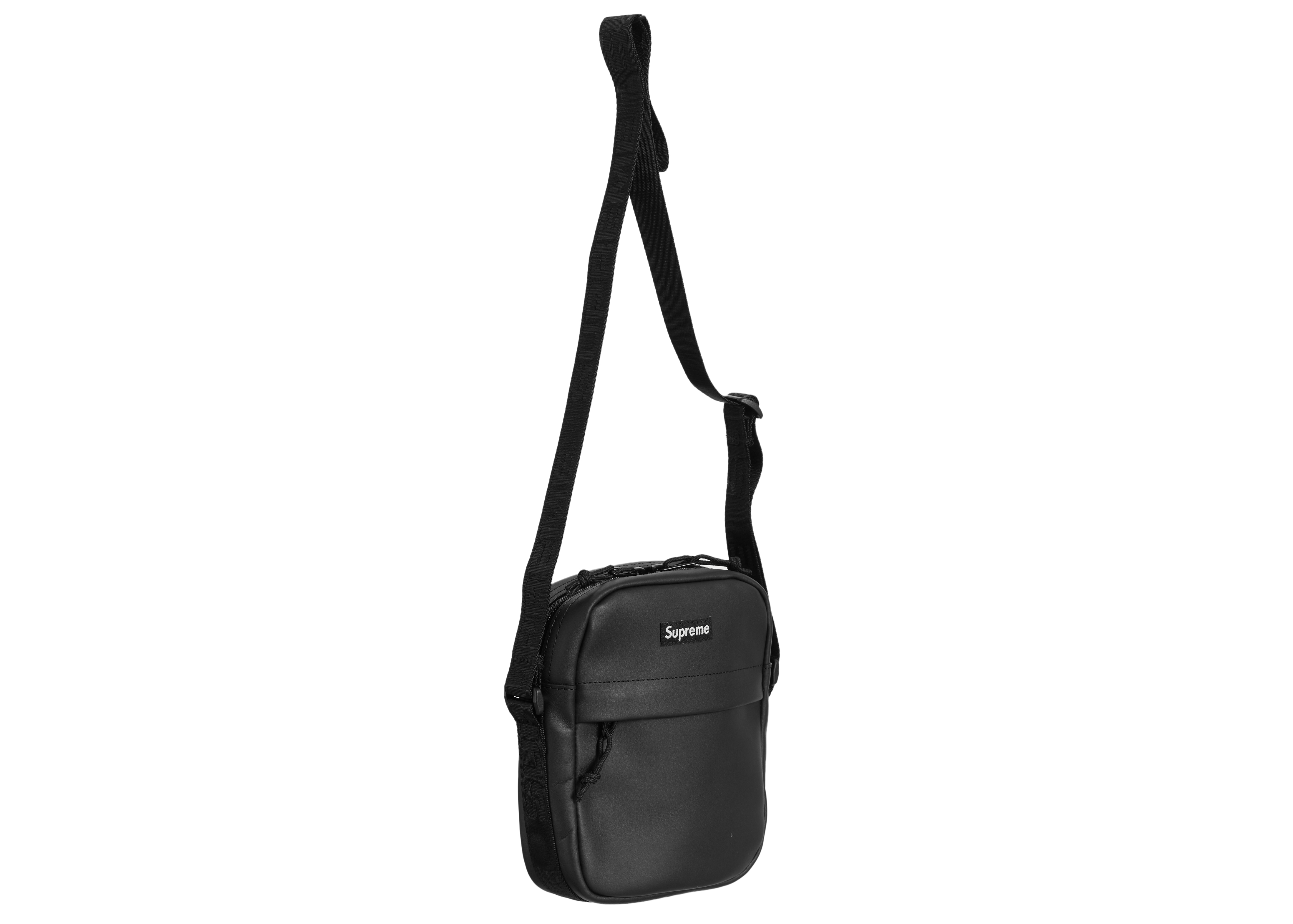Supreme Leather Shoulder Bag Black - FW23 - GB