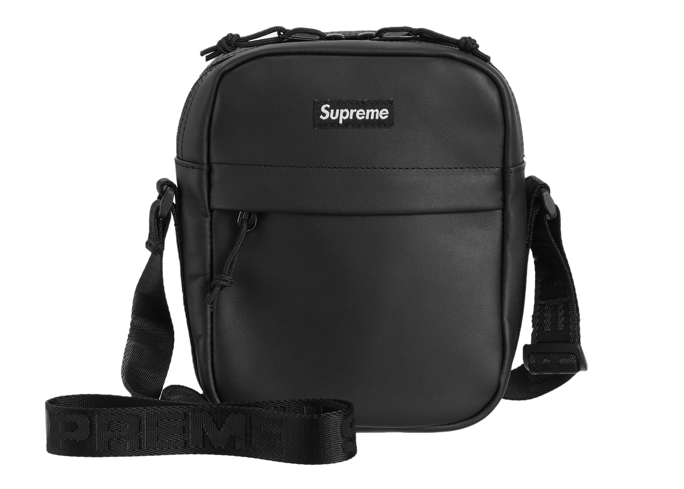 Supreme Leather Shoulder Bag Black - FW23 - CN