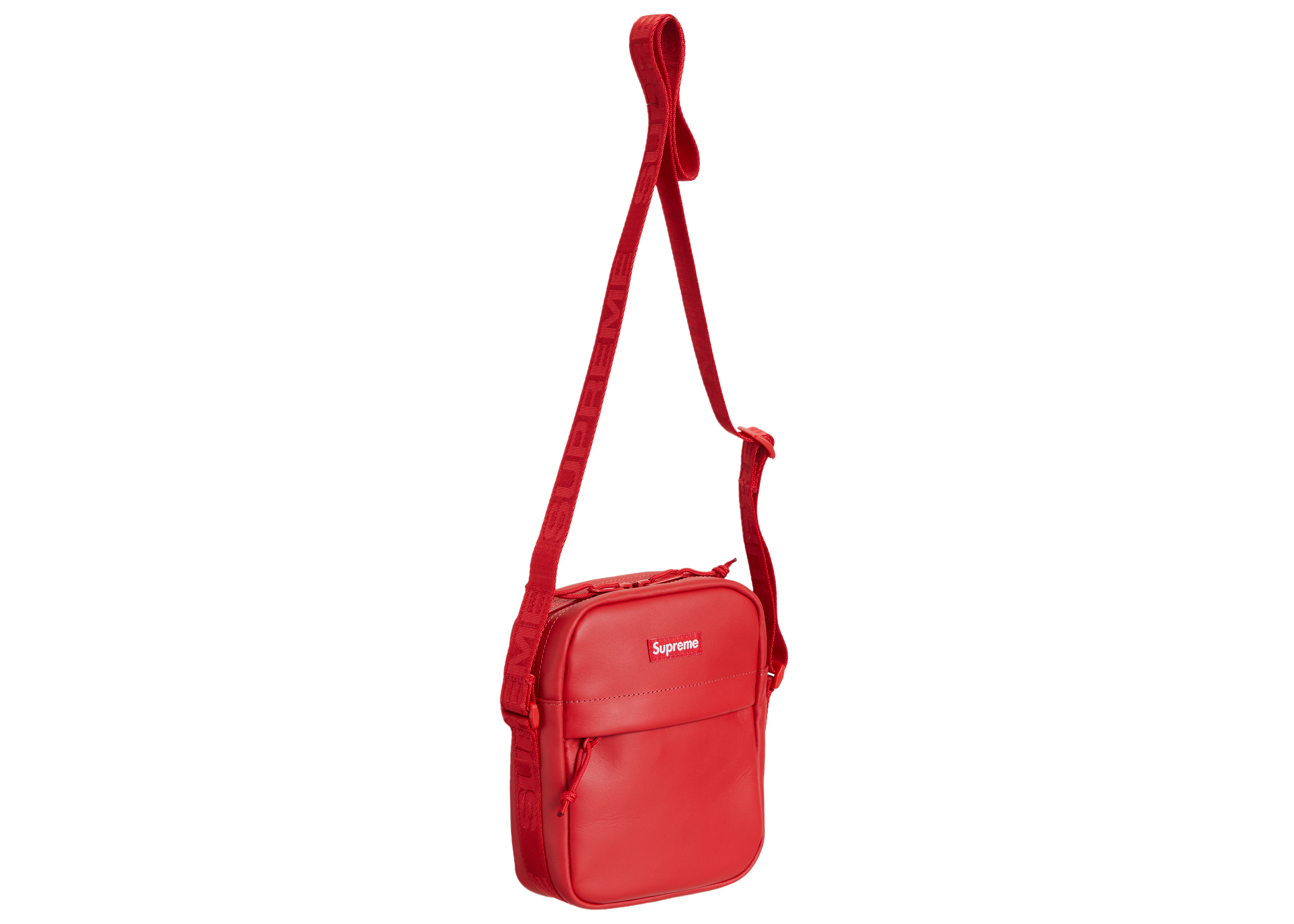 Supreme Leather Shoulder Bag Red - FW23 - GB