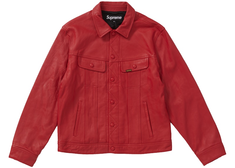 red trucker jacket