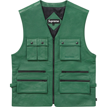 Supreme Leather Utility Vest Green - SS17 - US
