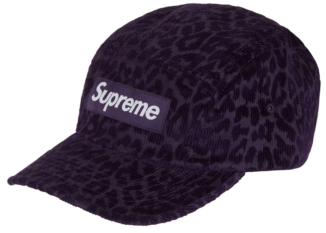 Pre-owned Supreme Leopard Corduroy Camp Cap Navy